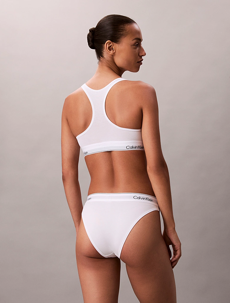 BRASSIERE DONNA CALVIN KLEIN IN COTONE SENZA IMBOTTITURA BIANCA CON ELASTICO LOGATO - immagine 4