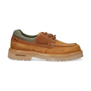 Woolrich Mocassini Rock in camoscio e nabuk cuoio