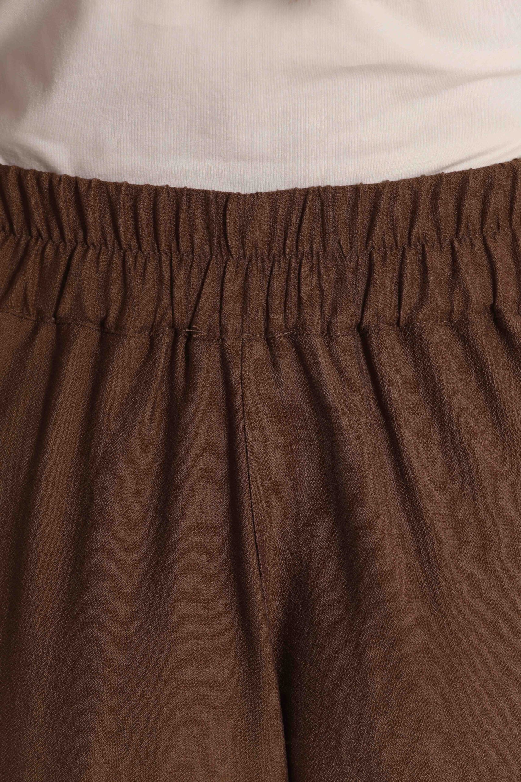 Pantalone ampio in viscosa – Color Cioccolato Made in Italy - immagine 8