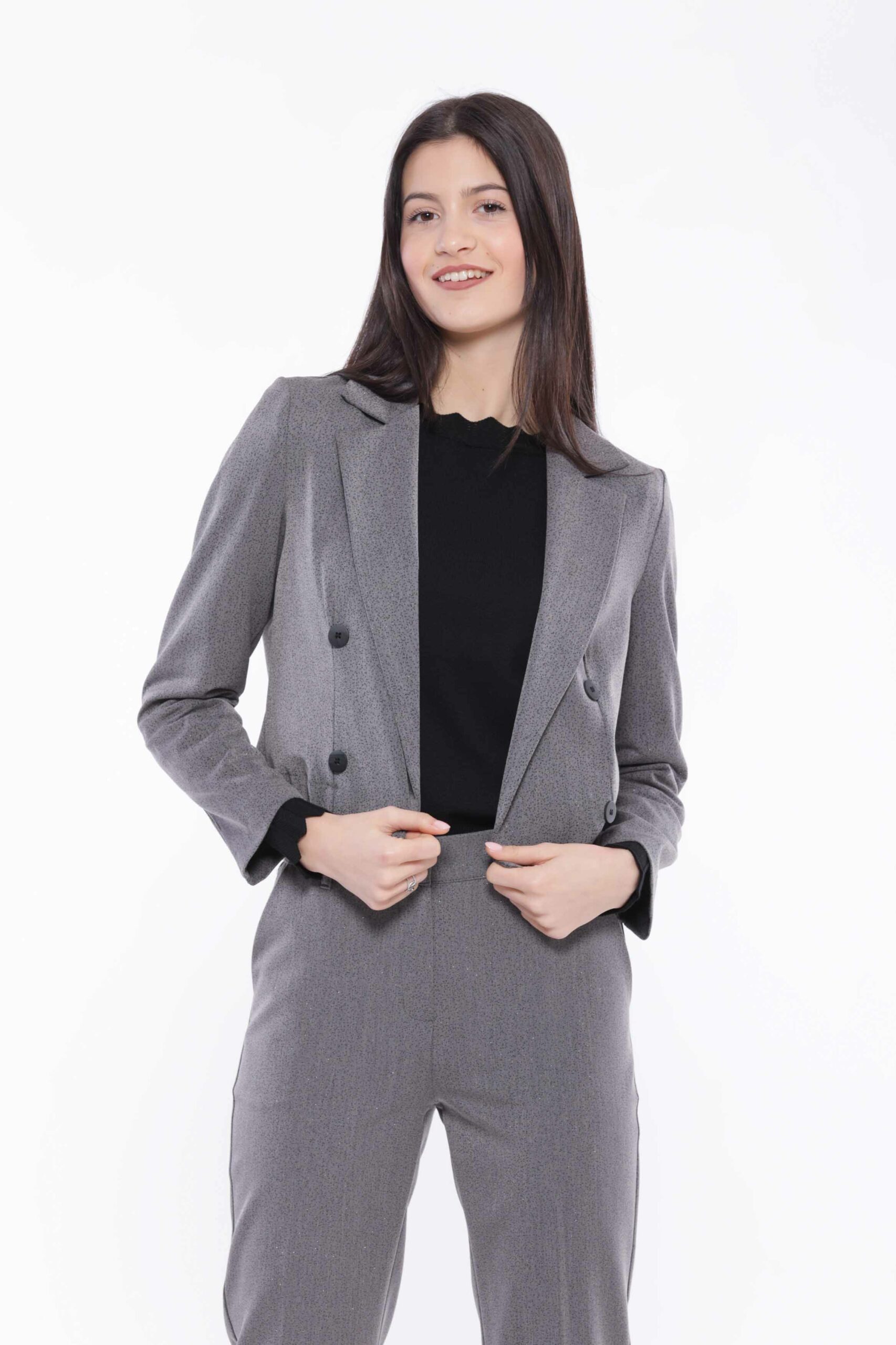 MIMÌ MUÀ Firenze MRAL-6487 Giacca corta glitterata grigio - immagine 2