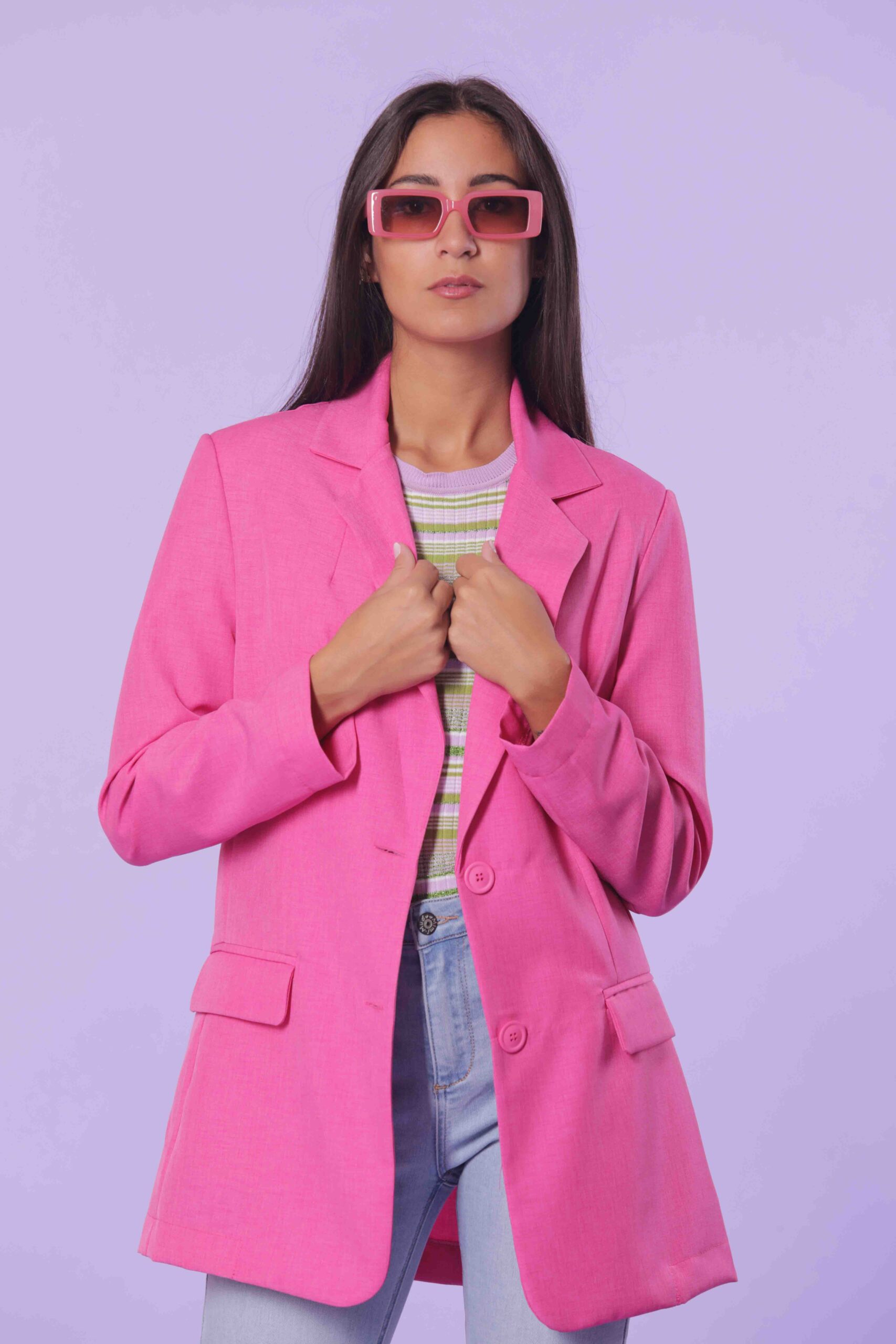 MIMÌ MUÀ Firenze NFAG-6352 Giacca lunga fiammato rosa - immagine 2