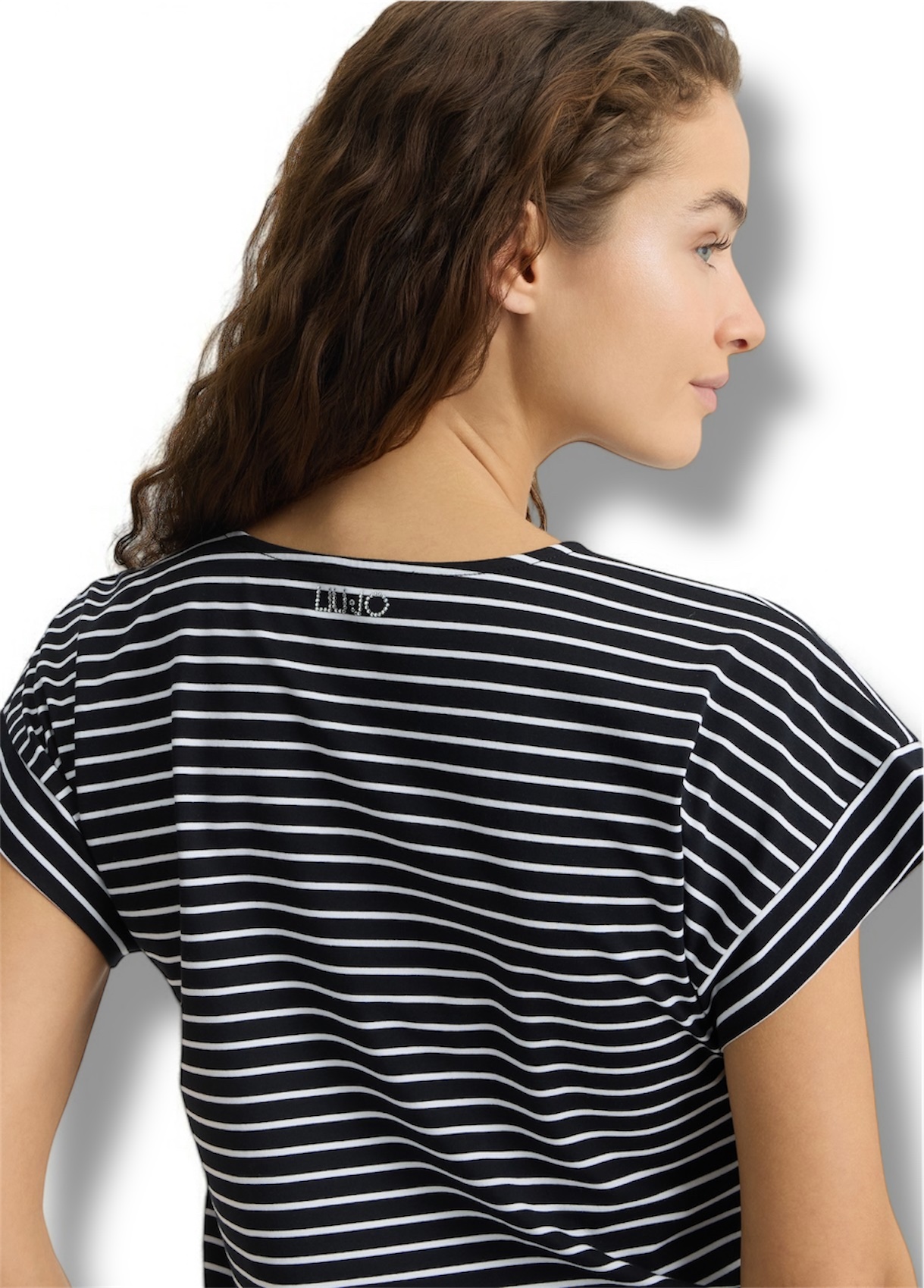 LIU JO VA5182J4909 Top nero stampa a righe - immagine 4