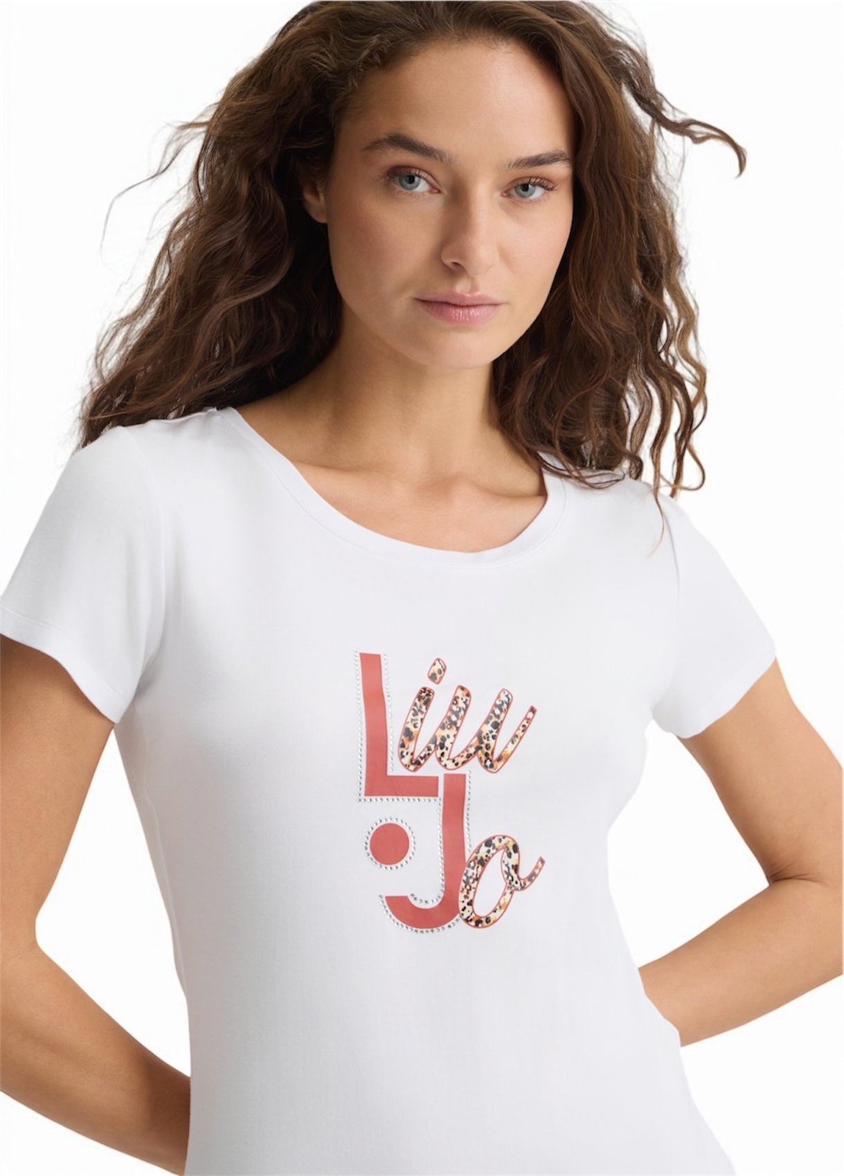 LIU JO VA5226JS360 T-shirt ecosostenibile bianco logo fantasia - immagine 3