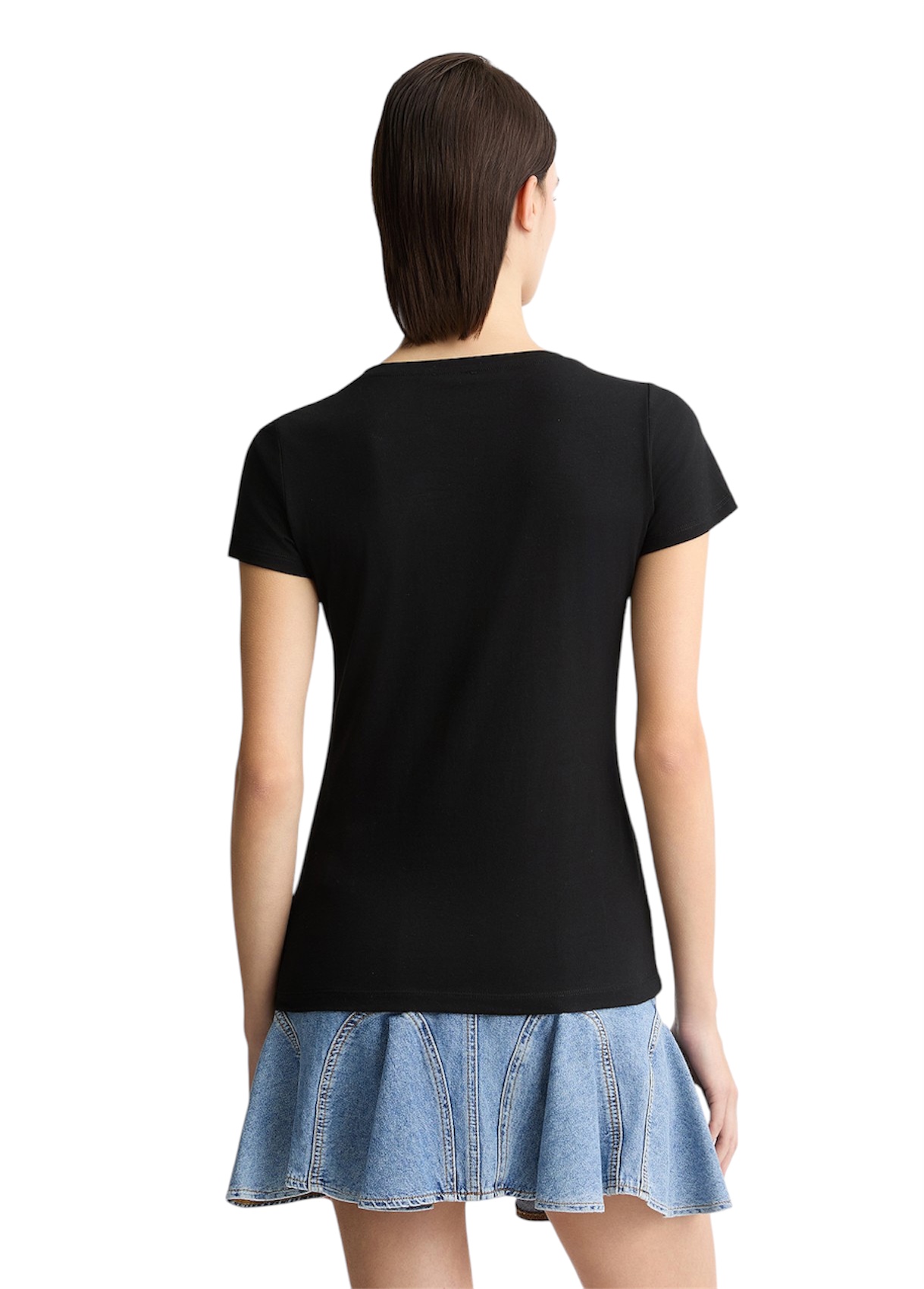 LIU JO VA5154JS003 T-shirt ecosostenibile nero logo floreale - immagine 6