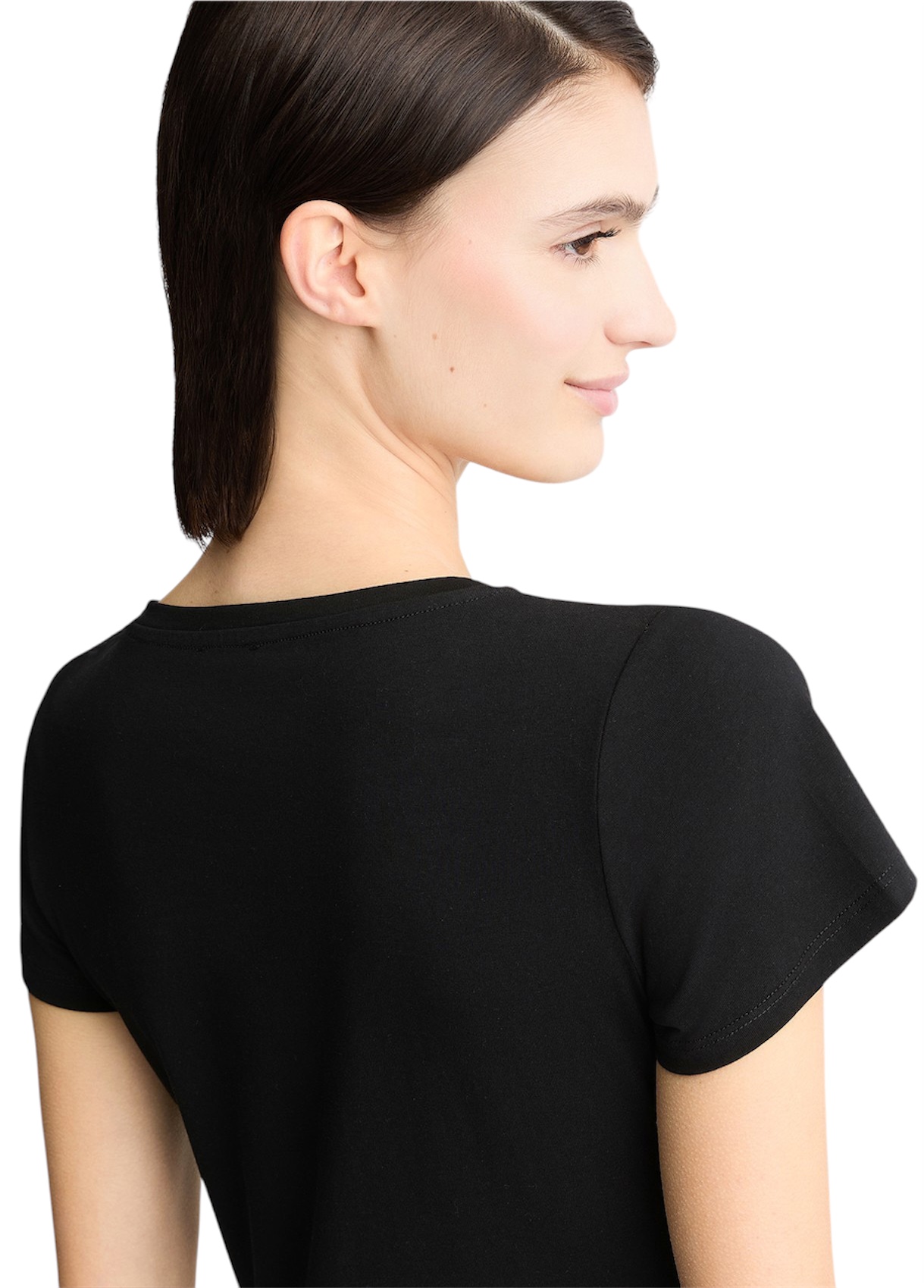 LIU JO VA5154JS003 T-shirt ecosostenibile nero logo floreale - immagine 5