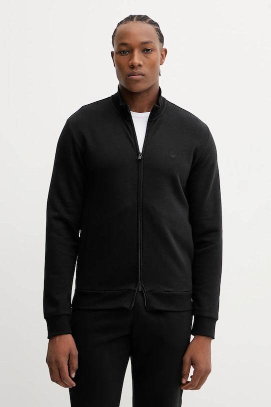 TUTA COMPLETA UOMO EMPORIO ARMANI NERA CON ZIP E BANDA LATERALE LOGATA TONO SU TONO - immagine 4