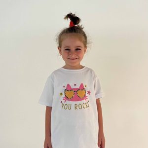MIMÌ MUÀ Firenze SFAM-1762 T-shirt bianco “You Rock” bambina