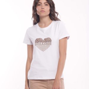 MIMÌ MUÀ Firenze SFAM-1766 T-shirt bianco cammello “Dreamer”