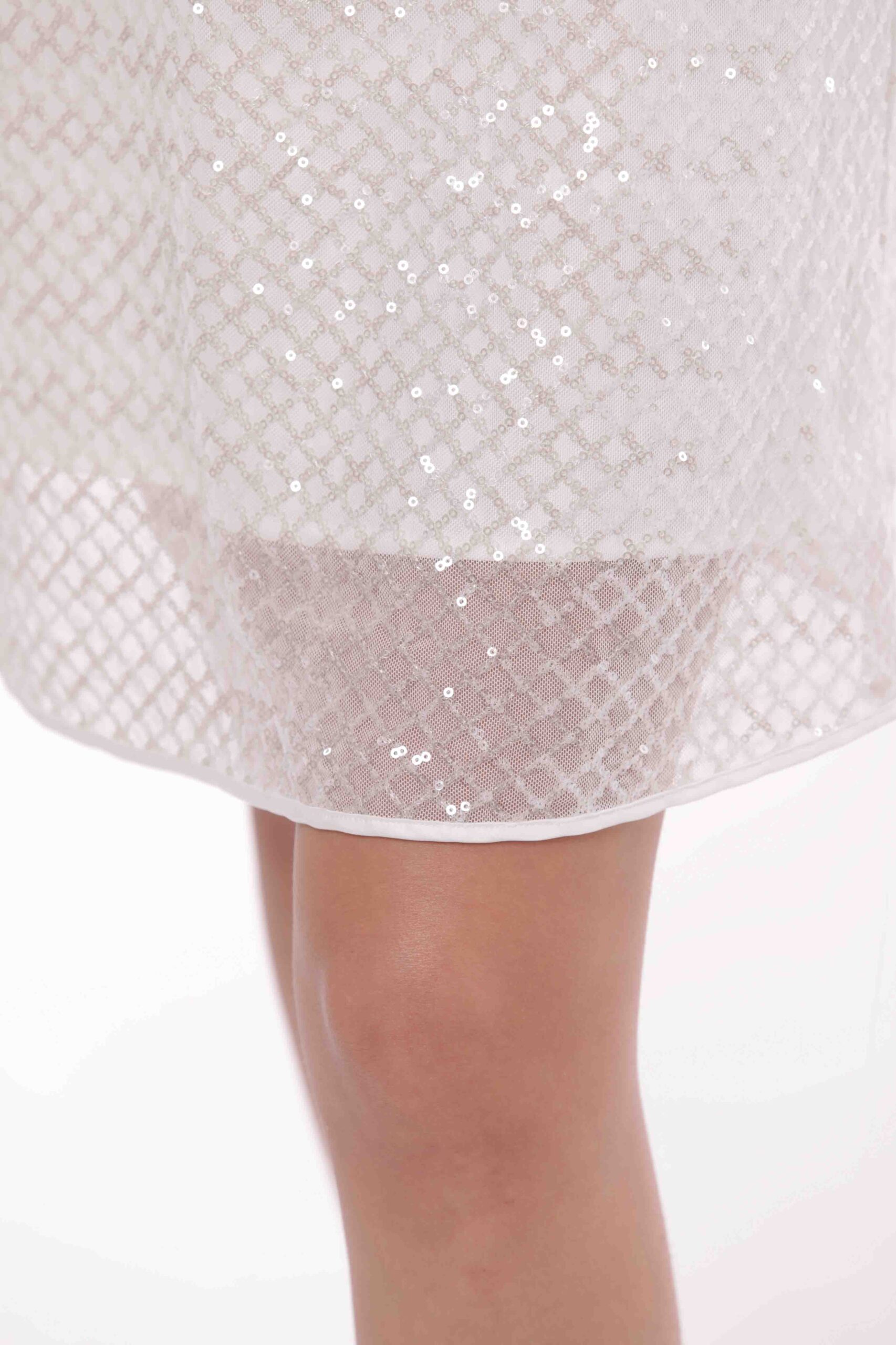 MIMÌ MUÀ Firenze SFAM-4433 Abito corto bianco trama paillettes - immagine 4