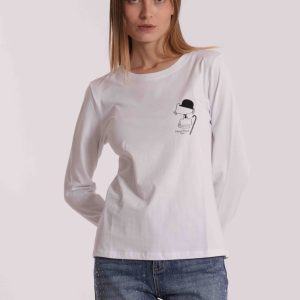 MIMÌ MUÀ Firenze SFAN-1864 T-shirt bianco gatto Chaplin