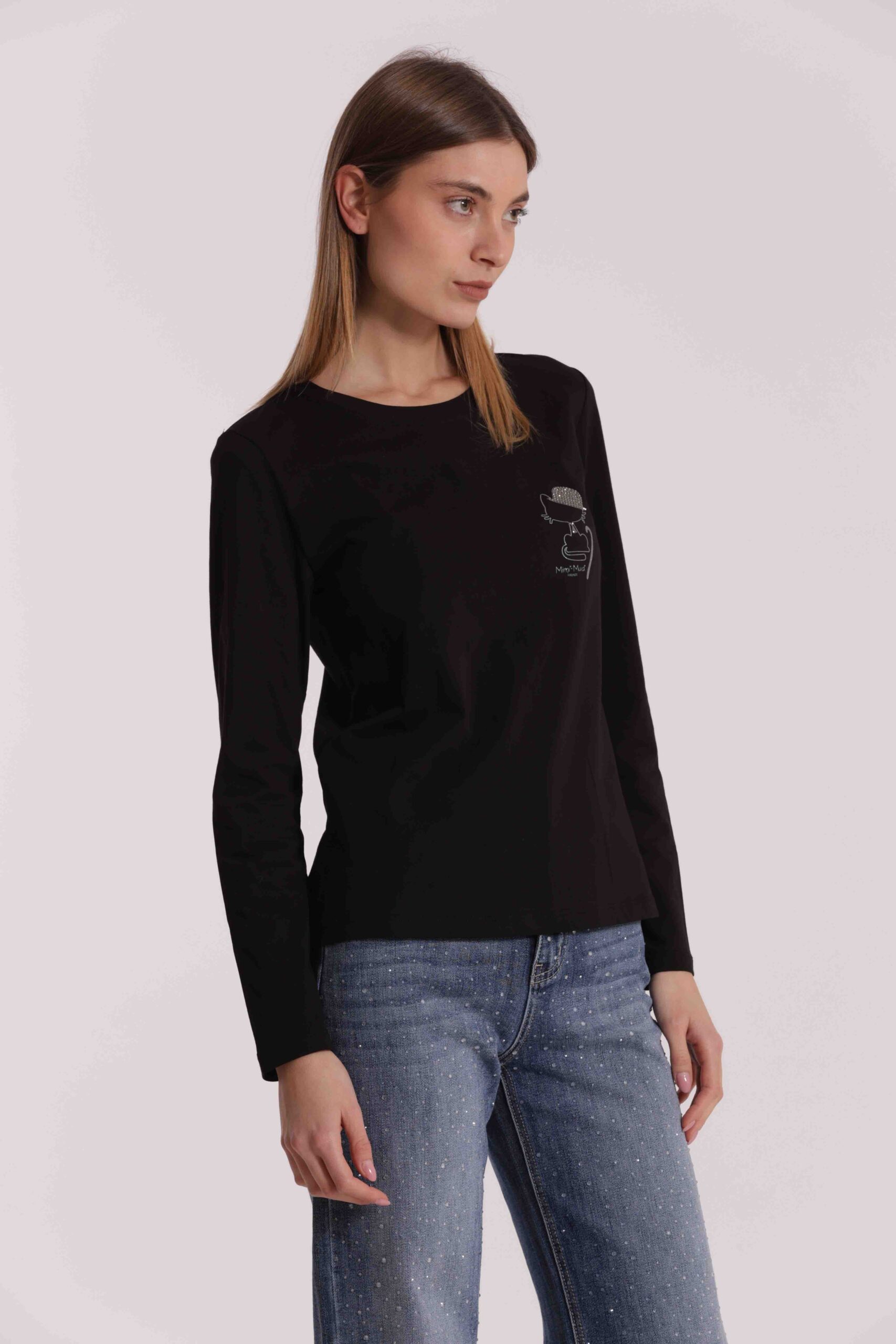 MIMÌ MUÀ Firenze SFAN-1864 T-shirt nero gatto Chaplin - immagine 6