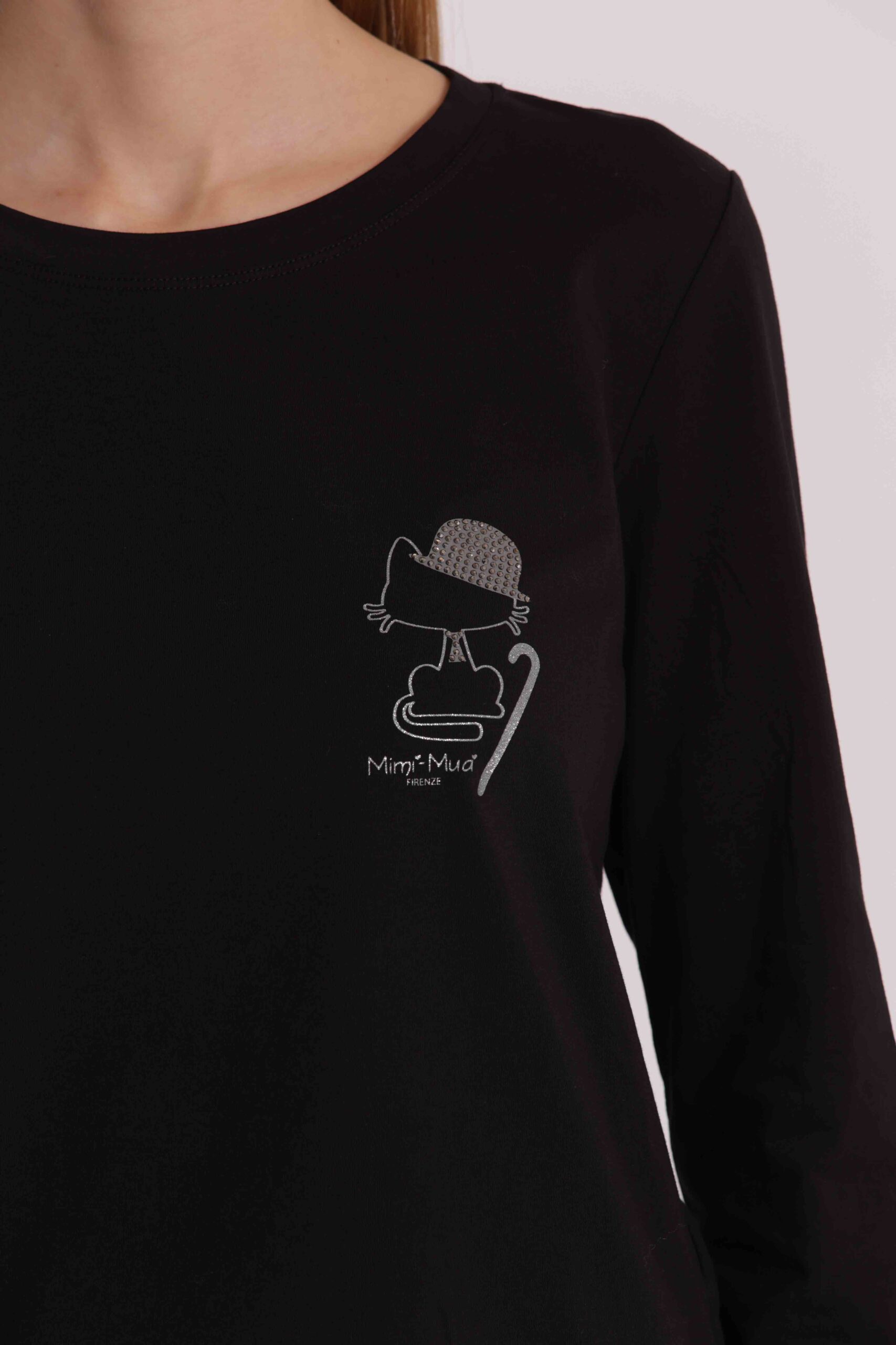 MIMÌ MUÀ Firenze SFAN-1864 T-shirt nero gatto Chaplin - immagine 3