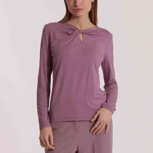 MIMÌ MUÀ Firenze SFAN-1878 T-shirt malva con nodo