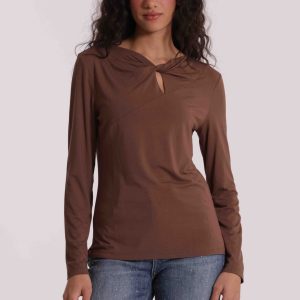 MIMÌ MUÀ Firenze SFAN-1878 T-shirt cammello con nodo