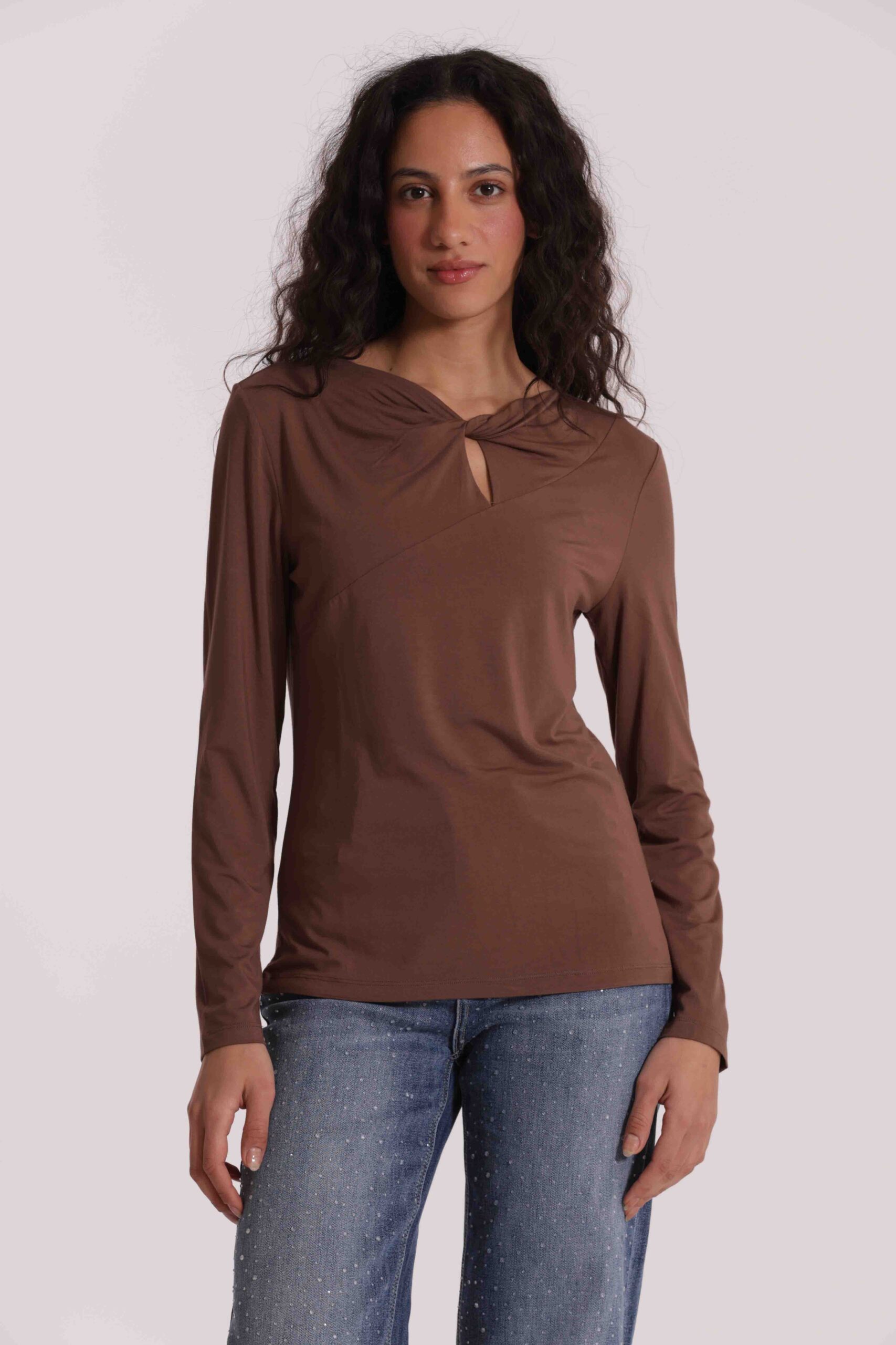 MIMÌ MUÀ Firenze SFAN-1878 T-shirt cammello con nodo - immagine 2