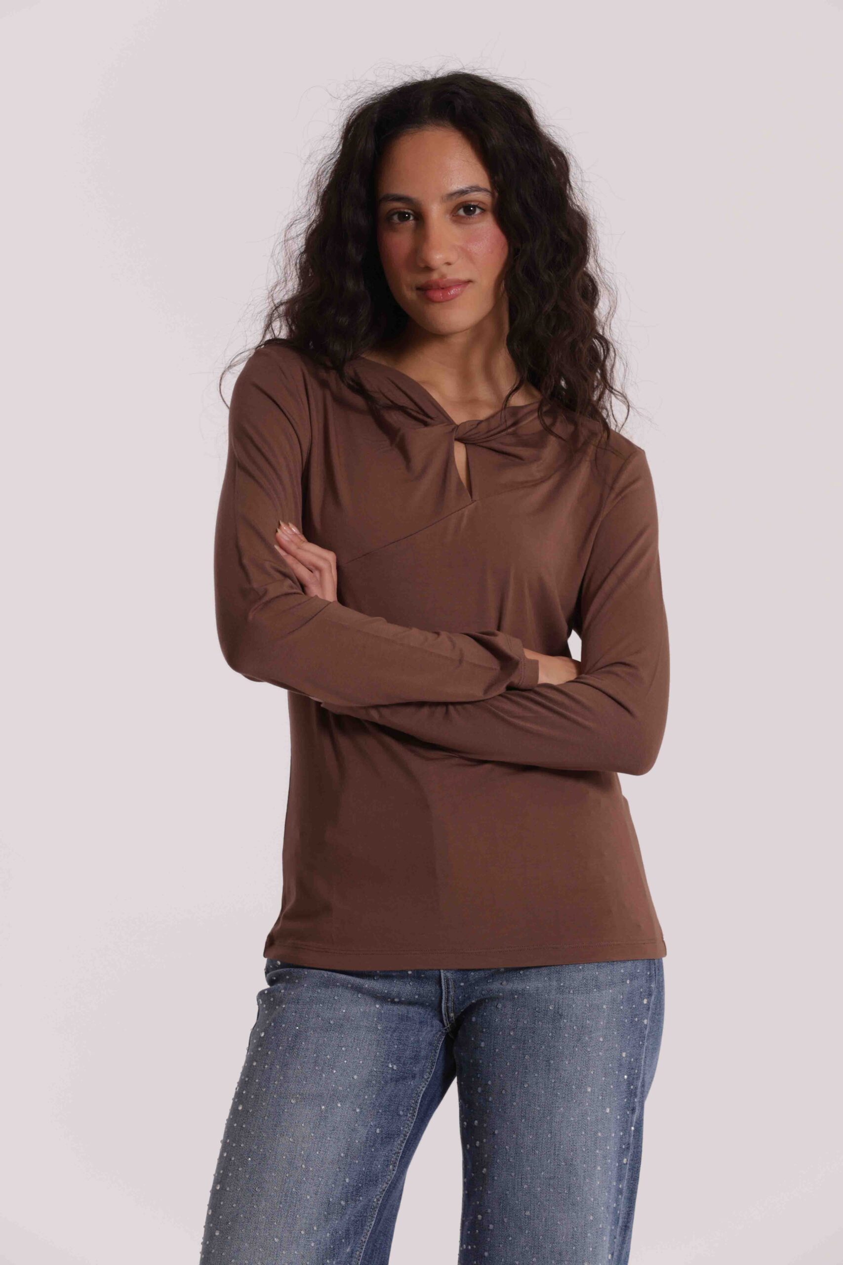 MIMÌ MUÀ Firenze SFAN-1878 T-shirt cammello con nodo - immagine 4