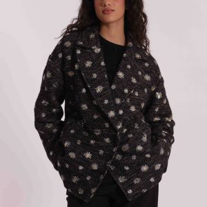 MIMÌ MUÀ Firenze SFAN-6572 Giaccone nero con paillettes