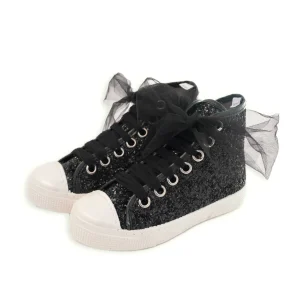 SNEAKER ALTA GLITTER STRINGHE IN TULLE