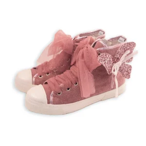 SNEAKER ALTA FELPA LUREX CON FARFALLA