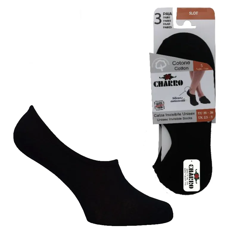 Slot calza invisibile unisex cotone elasticizzato con silicone Charro 3PA