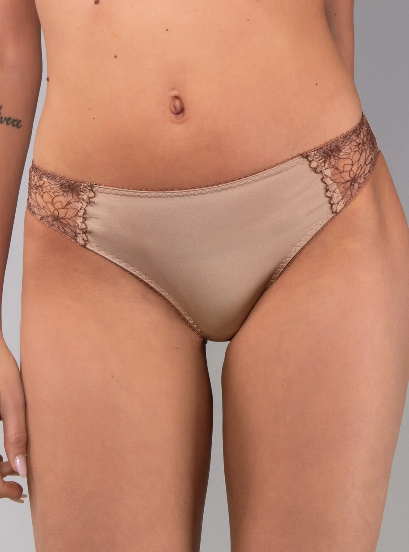 Slip in Microfibra e Tulle Ricamato - PESCA - 7935