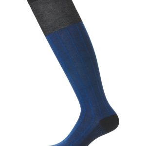 CALZA UOMO LUNGA A COSTA GRANDE BLU ROYAL CON COTONE E CASHMERE