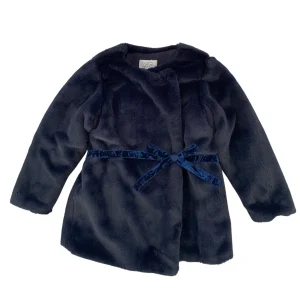ECO PELLICCIA BLU CON CINTURINA IN VELLUTO