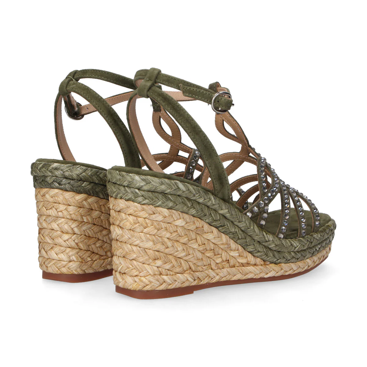 Alma En Pena sandalo zeppa camoscio verde beige - immagine 8