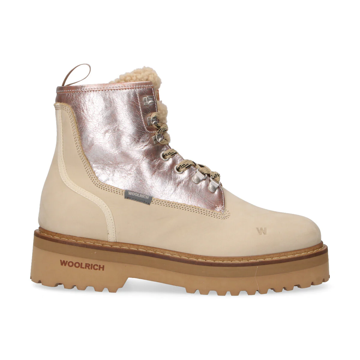 Woolrich Anfibi Main in pelle argento nabuk beige - immagine 2