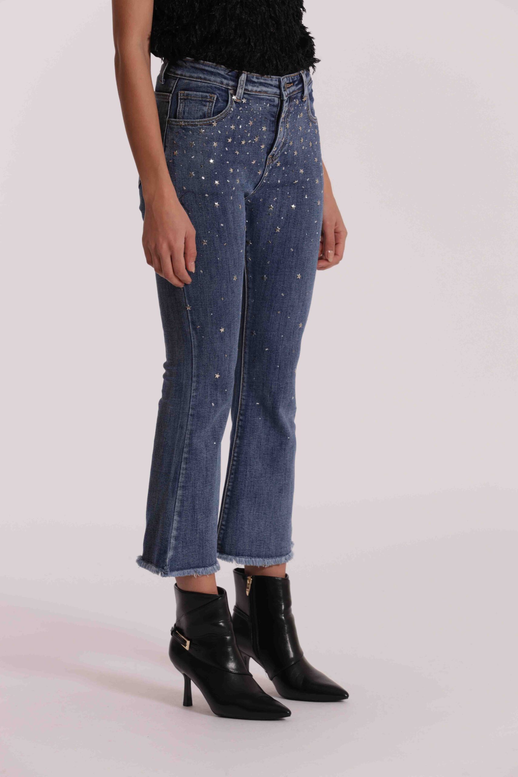 MIMÌ MUÀ Firenze ZDAN-2787 Jeans flare blu borchie e strass - immagine 6