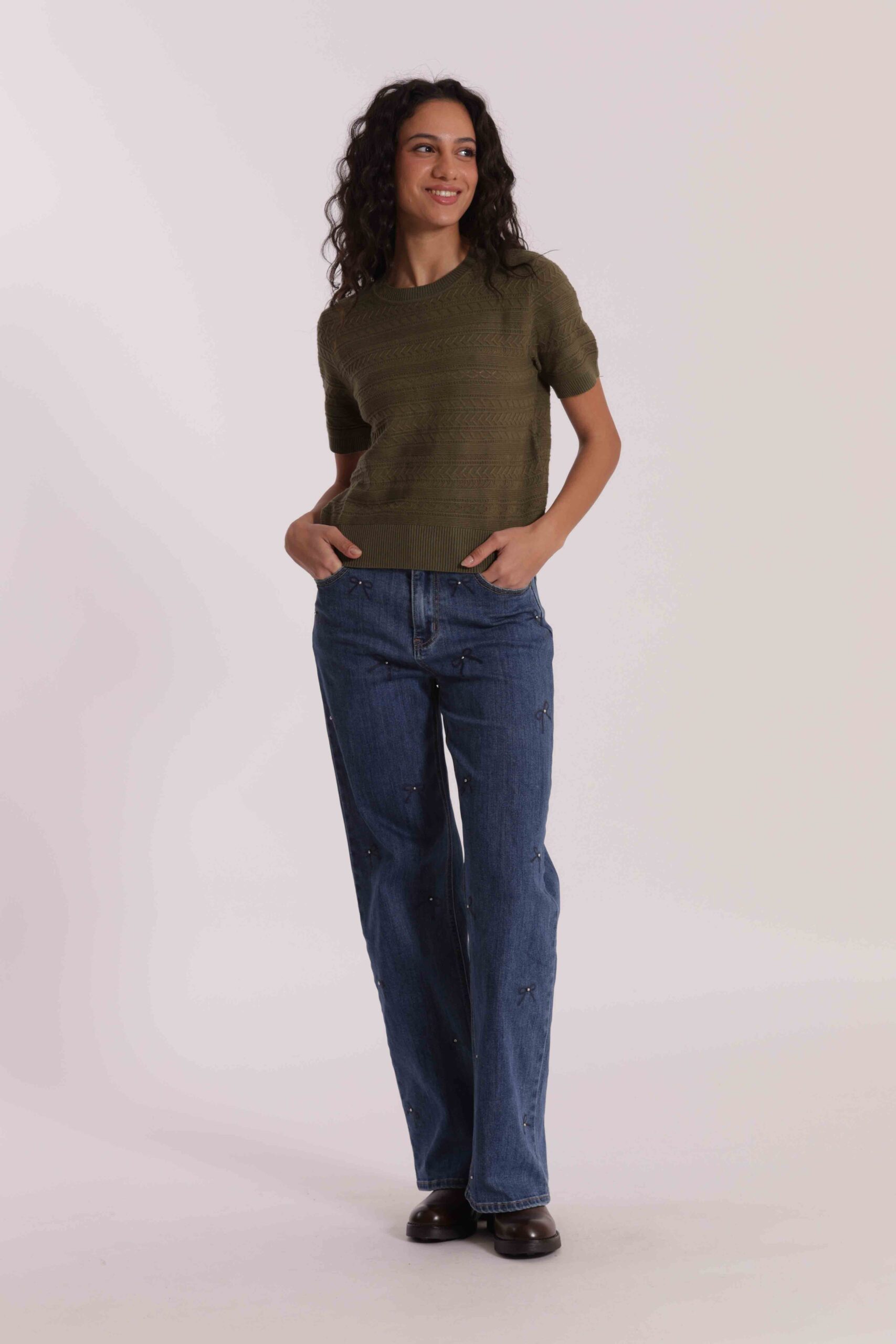 Jeans Mimì Muà Firenze wide leg blu stampa fiocco - immagine 7