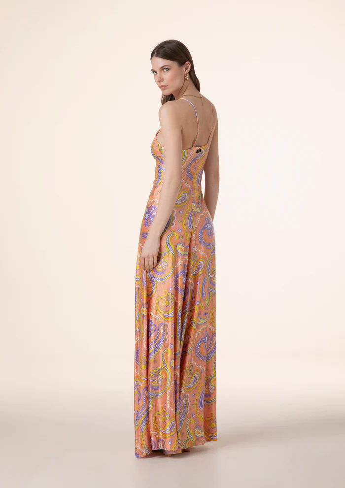 VESTITO DONNA LUNGO EFFEK CON PROFONDO SPACCO E DETTAGLIO SULLA BRETELLA - immagine 3