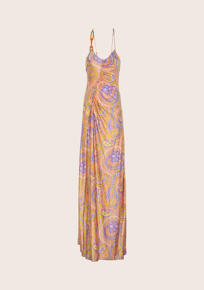 VESTITO DONNA LUNGO EFFEK CON PROFONDO SPACCO E DETTAGLIO SULLA BRETELLA - immagine 4