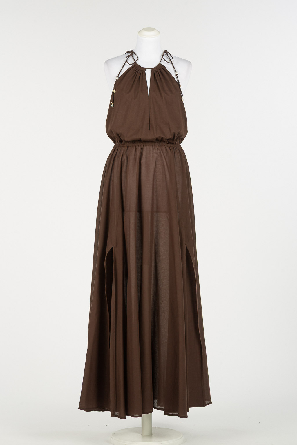 Abito Lungo in Mussola di Cotone Coffee Chocolate – Twinset - immagine 5