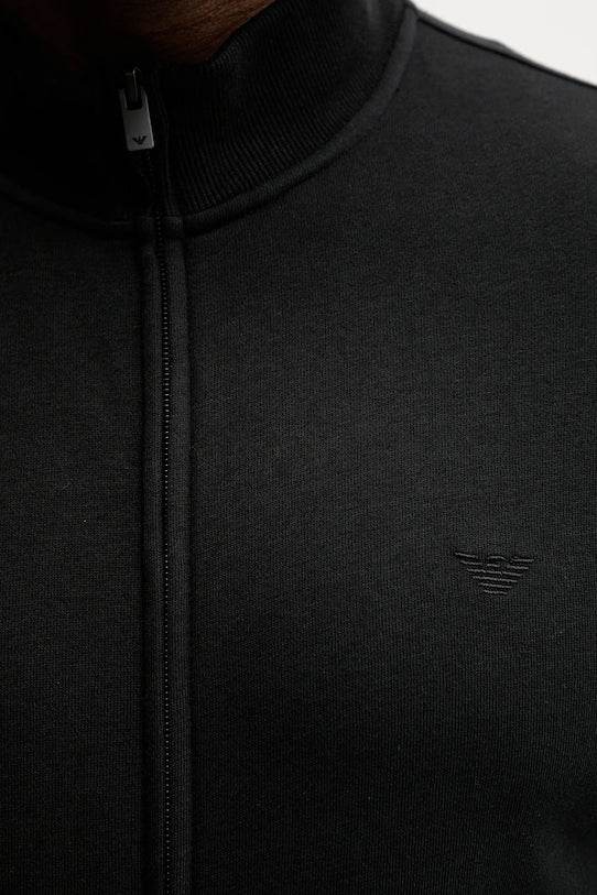 TUTA COMPLETA UOMO EMPORIO ARMANI NERA CON ZIP E BANDA LATERALE LOGATA TONO SU TONO - immagine 5