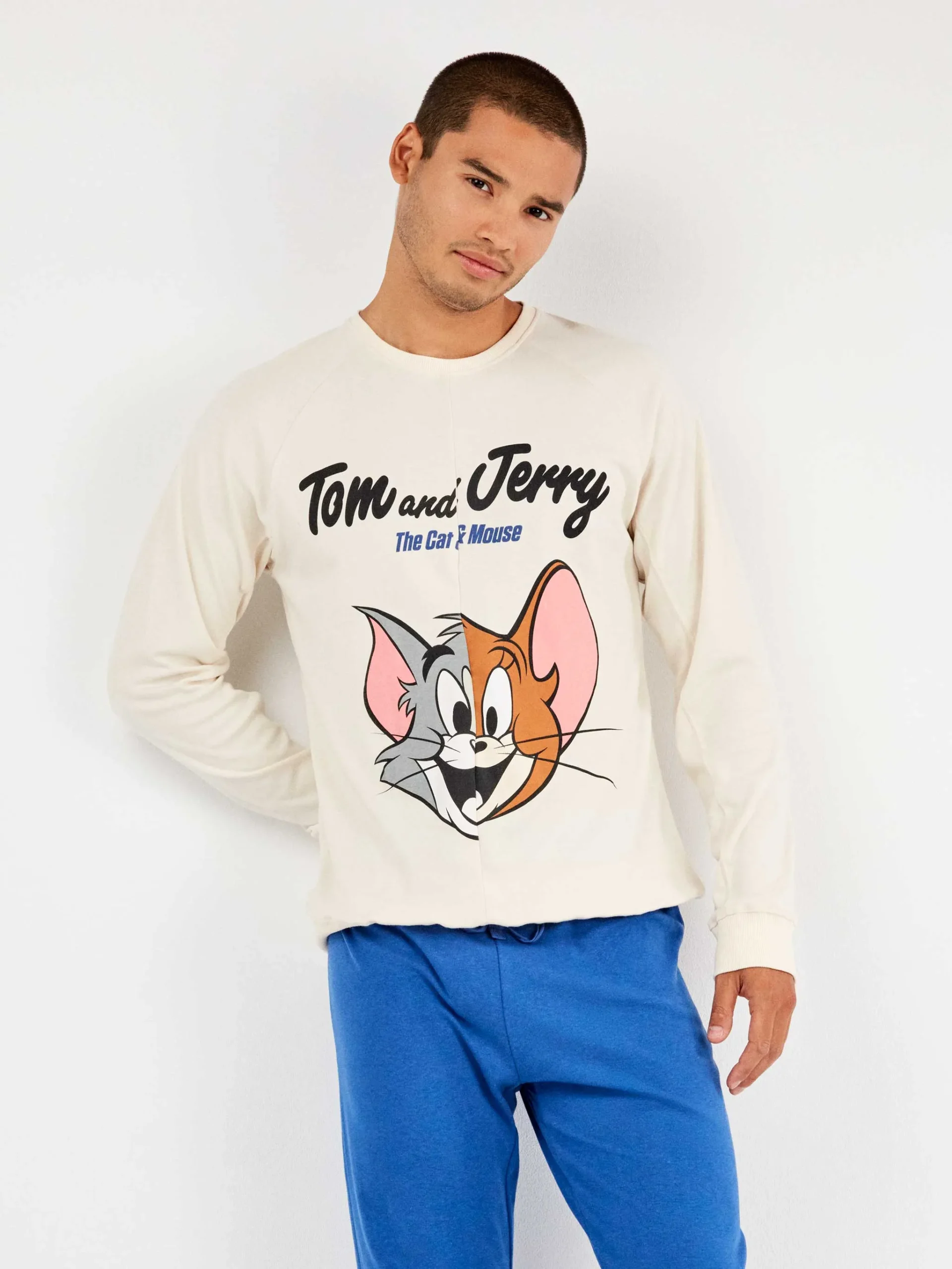 PIGIAMA UOMO GISELA IN CALDO COTONE A GIROCOLLO CON STAMPA DI TOM & JERRY - immagine 5