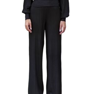 Pantalone Ecosostenibile in Maglia a Coste Nero – Liu Jo Better