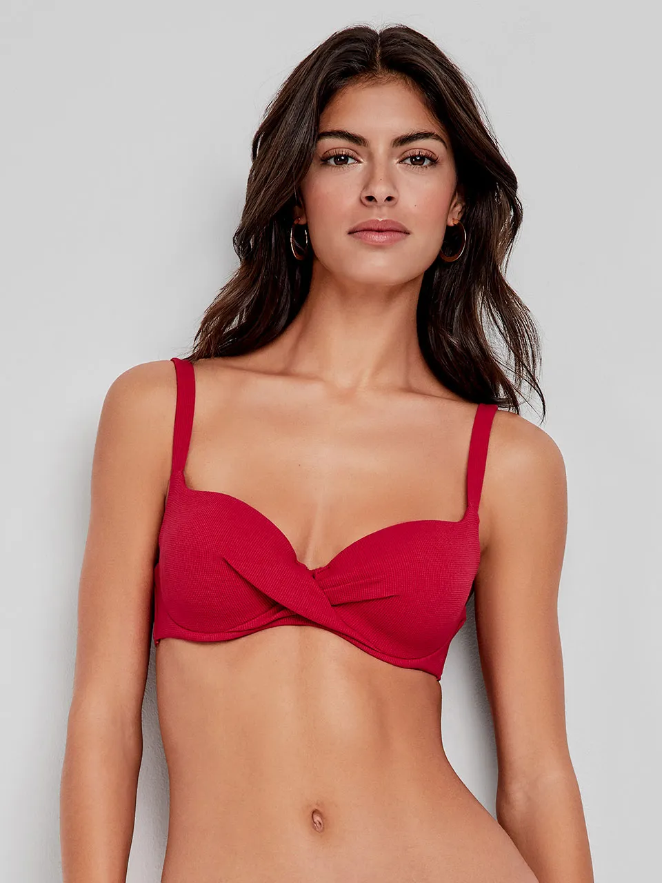 COSTUME DONNA GISELA A BALCONCINO TESSUTO NIDO D’APE COLOR ROSSO - immagine 4