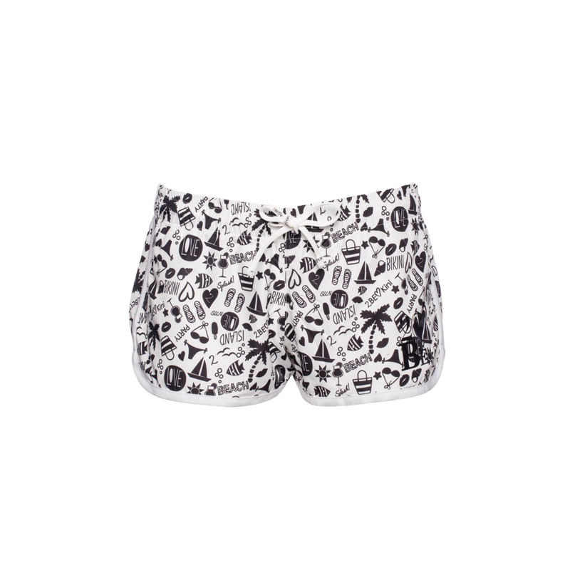 2BEKINI 7641 Shorts da mare fantasia bianco nero - immagine 2