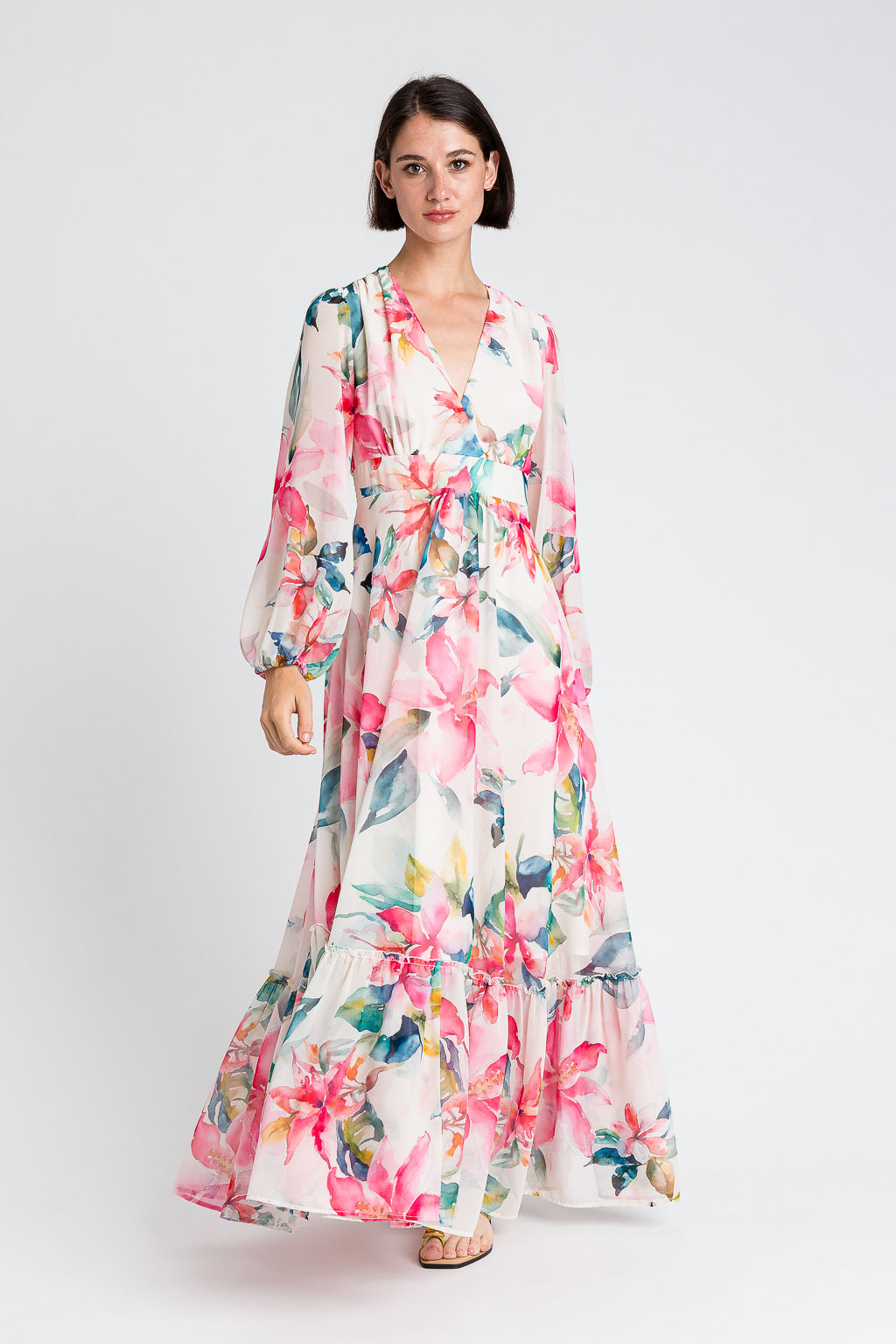 TWINSET 251LB2ZHH Abito lungo in georgette stampa a fiori - immagine 2