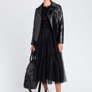 Gonna Longuette Twinset in Tulle – Nero