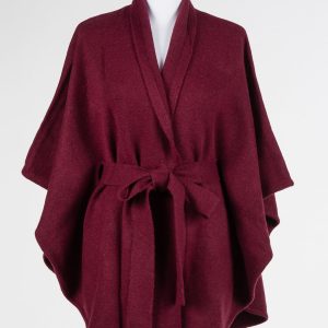Poncho in maglia Twinset con cintura – Bordeaux Red Wine