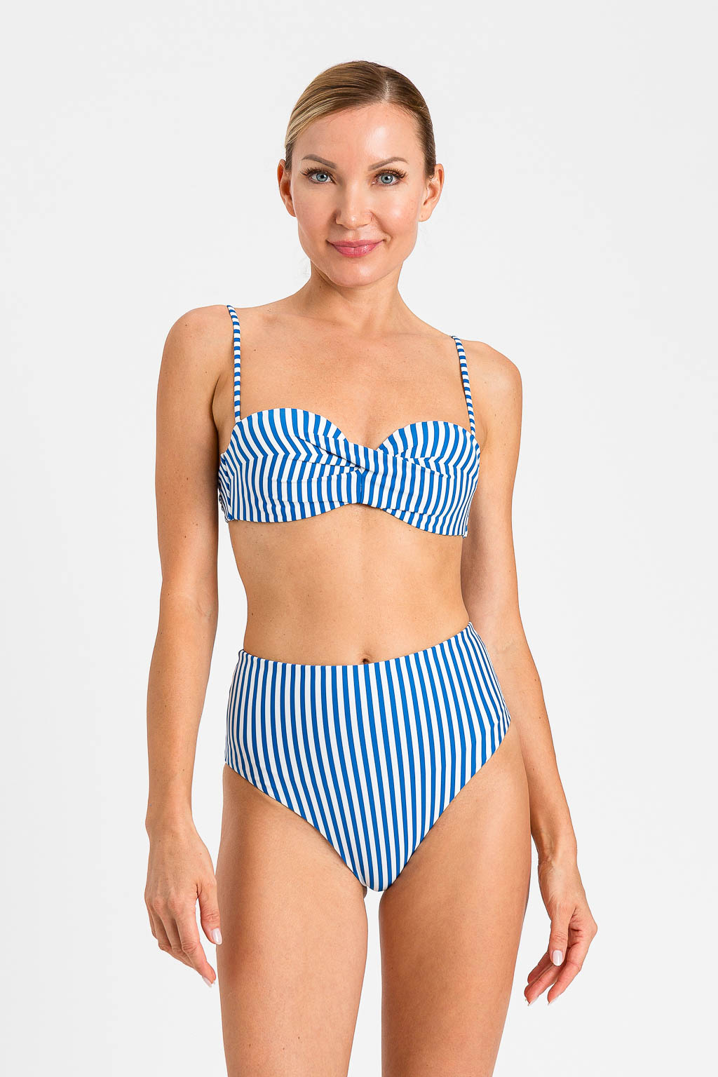 Fascia da Bagno Imbottita a Righe Navy con Drappeggio – Blu Mediterraneo – Twinset - immagine 2